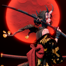 Load image into Gallery viewer, Figurine femme oni, figurine femme samouraï, figurine a peindre