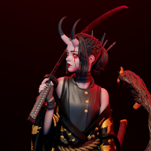 Load image into Gallery viewer, Figurine femme oni, figurine femme samouraï, figurine a peindre