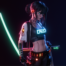 Load image into Gallery viewer, figurine cyber samurai, cyberpunk, neon, figurine a peindre, figurine de collection