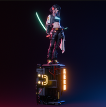 Load image into Gallery viewer, figurine cyber samurai, cyberpunk, neon, figurine a peindre, figurine de collection