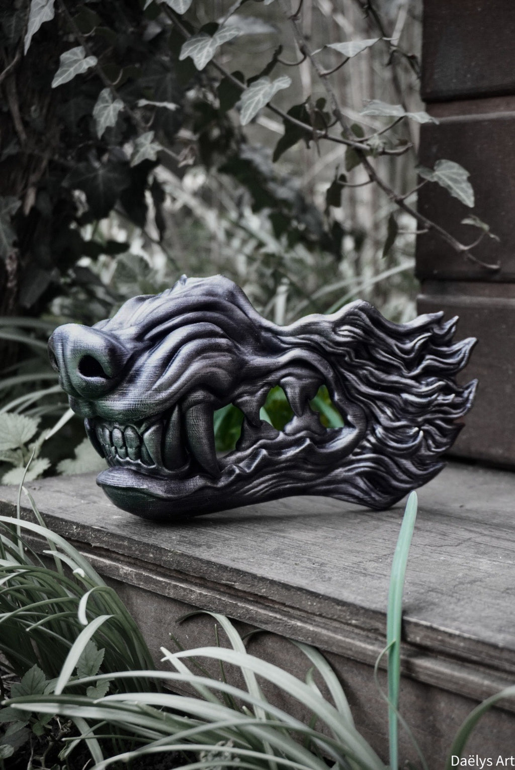 Masque oni, masque démon japonais, décoration japonaise, folklore japonais, japon traditionnel, Yokaï, Hannya, Daëlys Art, mempo, samouraï