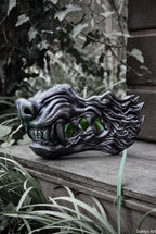 Masque oni, masque démon japonais, décoration japonaise, folklore japonais, japon traditionnel, Yokaï, Hannya, Daëlys Art, mempo, samouraï