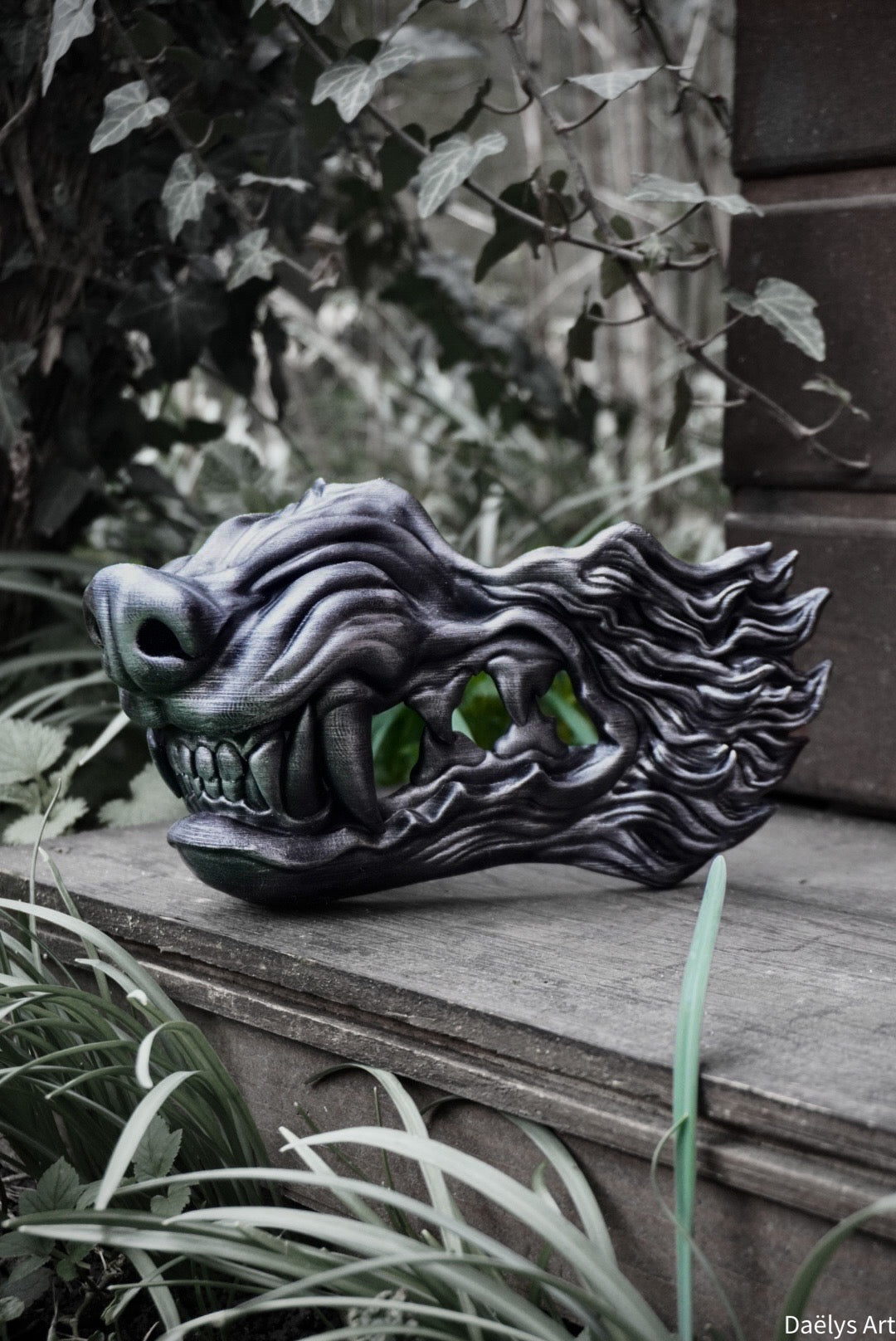 Masque oni, masque démon japonais, décoration japonaise, folklore japonais, japon traditionnel, Yokaï, Hannya, Daëlys Art, mempo, samouraï