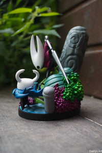 diorama hollow knight, figurine hornet, figurine hollow knight, team cherry