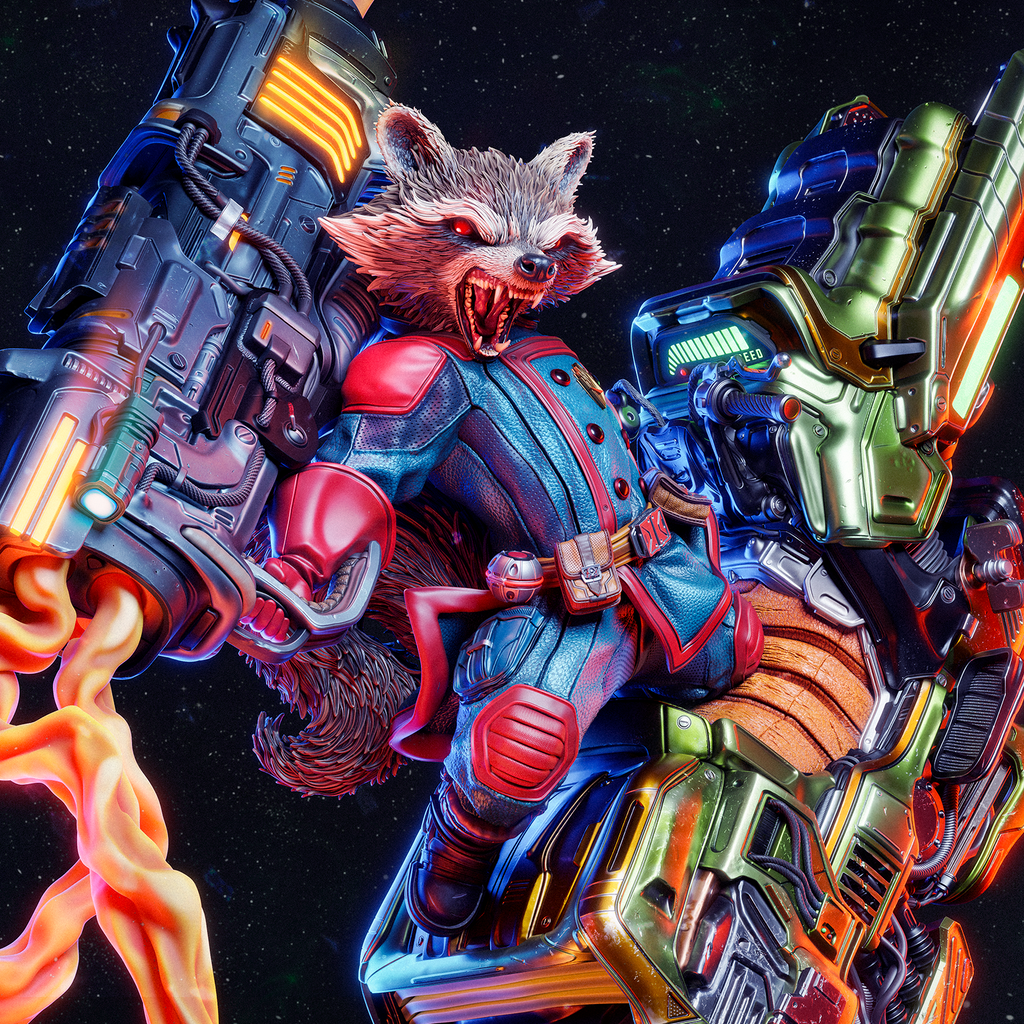 figurine rocket gardien de la galaxie, figurine marvel, figurine a peindre