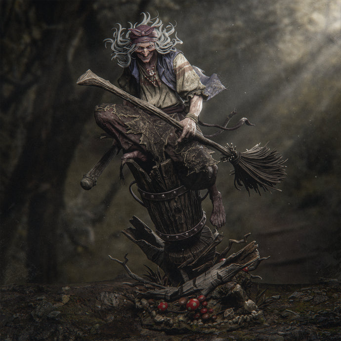figurine a peindre, figurine baba yaga, sorciere, baba yaga, conte