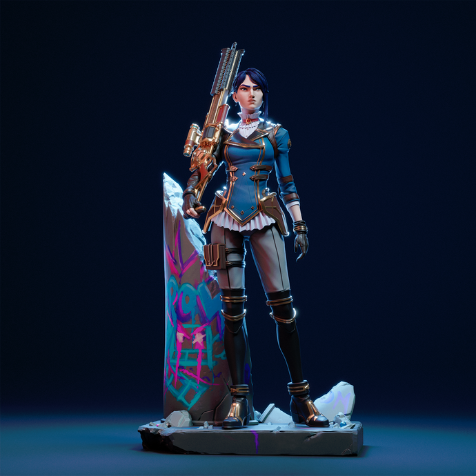 figurine caitlyn, figurine arcane, figurine a peindre, jinx, arcane