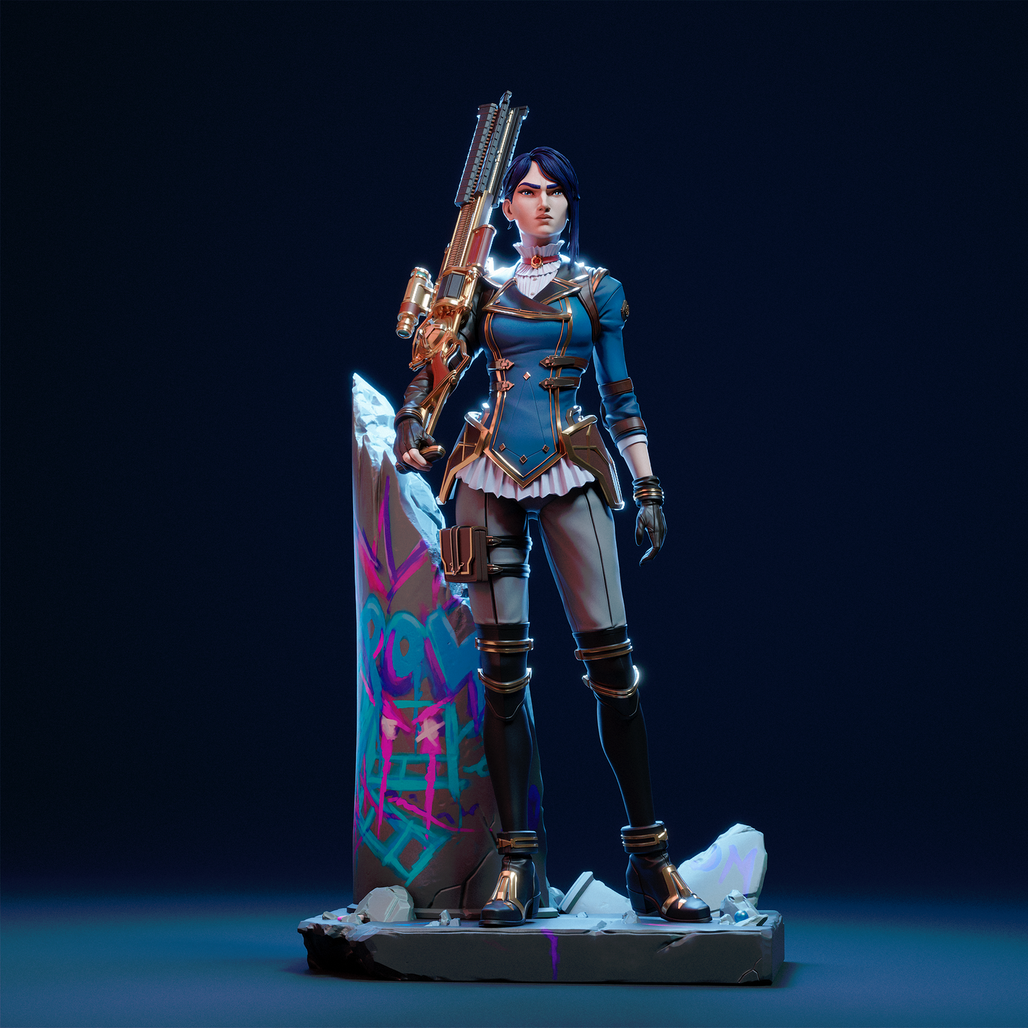 figurine caitlyn, figurine arcane, figurine a peindre, jinx, arcane