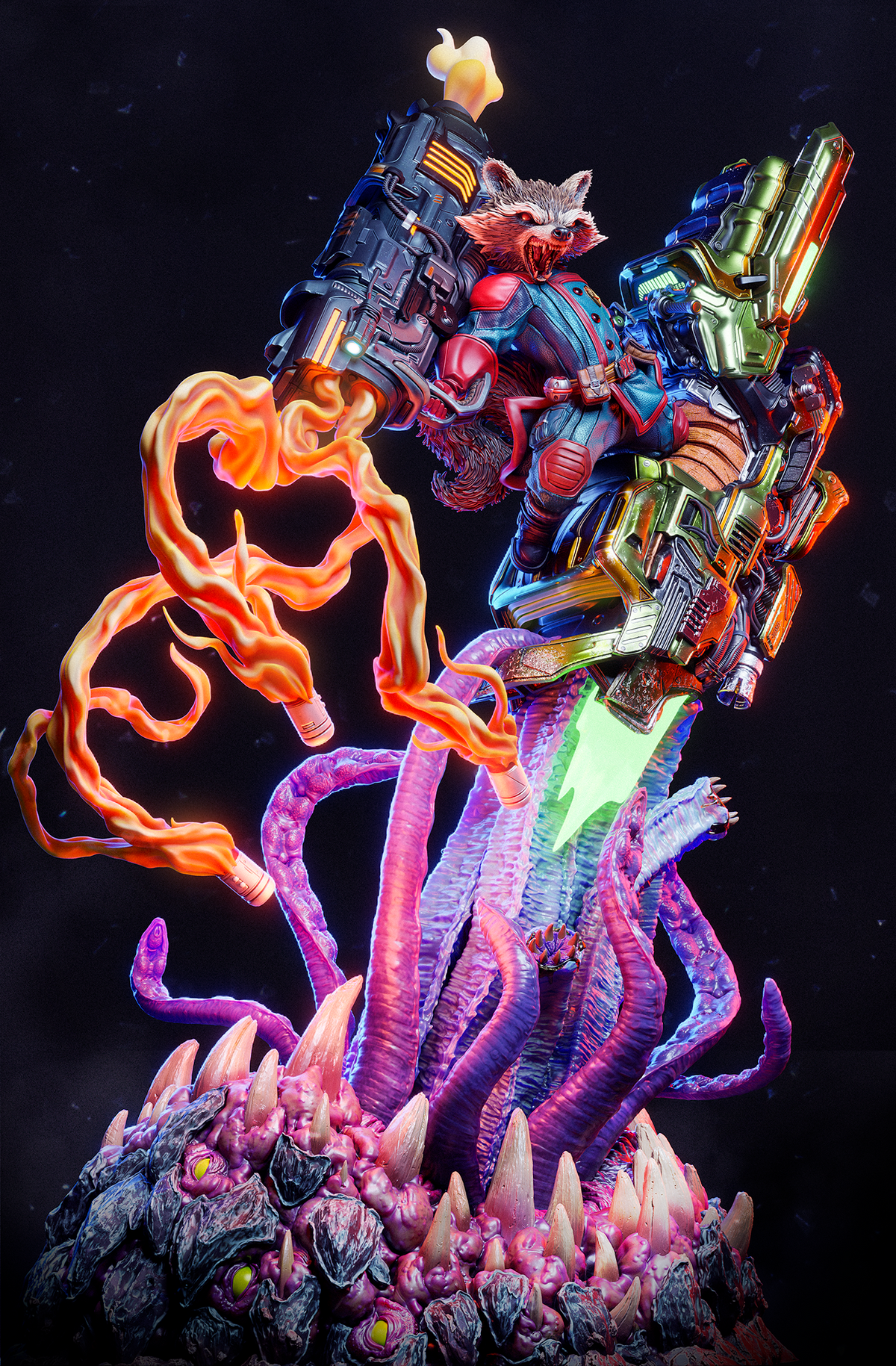 figurine rocket gardien de la galaxie, figurine marvel, figurine a peindre