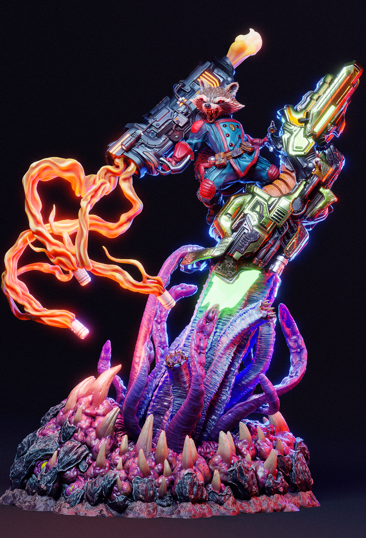 figurine rocket gardien de la galaxie, figurine marvel, figurine a peindre