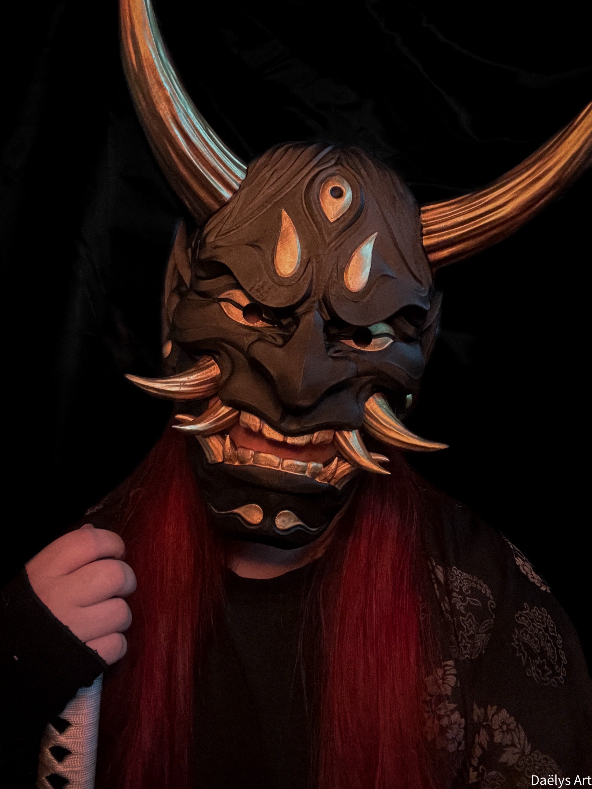 Masque Hannya, masque japonais, masque oni, yokaï, masque décoratif japonais, cosplay, décoration japonaise, Daëlys Art