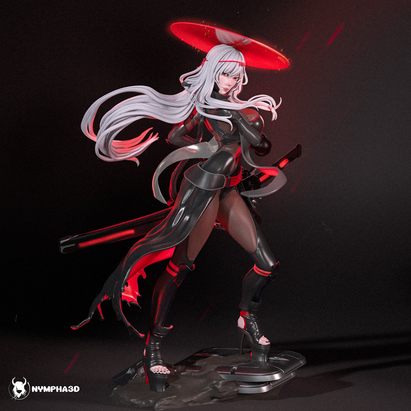 figurine a peindre, figurine femme cybersamurai