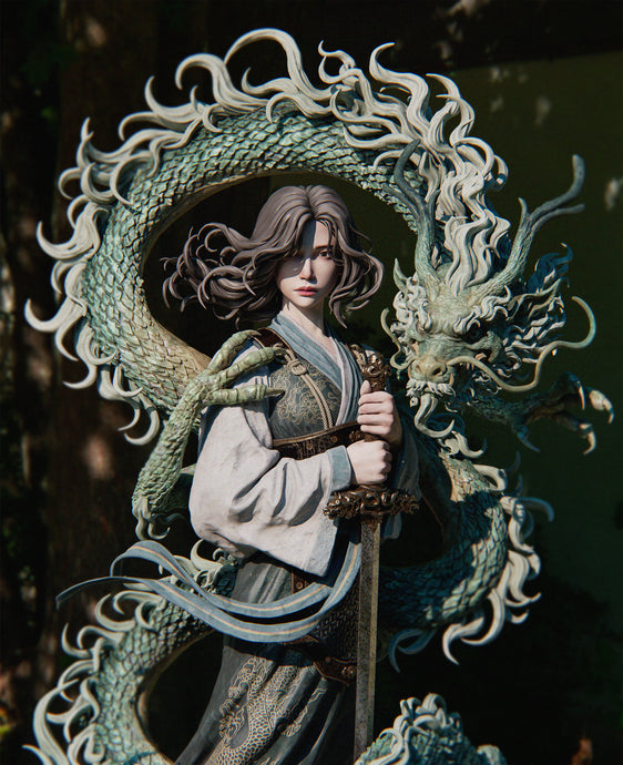 figurine mulan, figurine a peindre, dragon