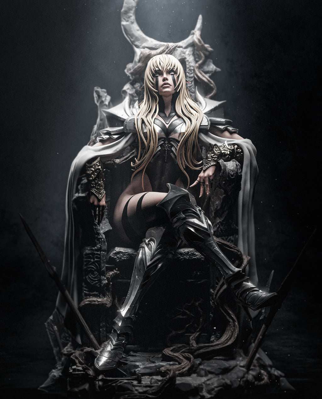 figurine elfe noir, figurine dark fantasy, figurine a peindre