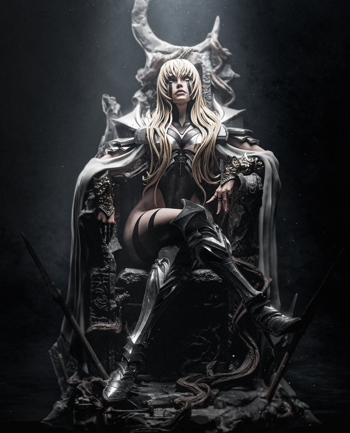 figurine elfe noir, figurine dark fantasy, figurine a peindre