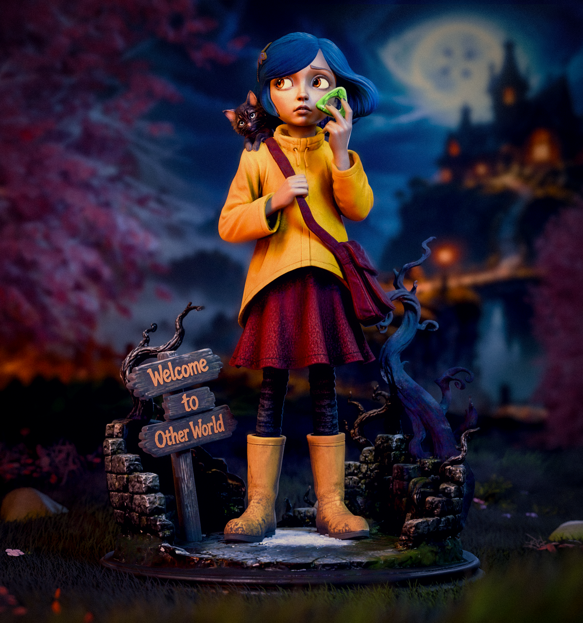 figurine coraline, figurine spooky, film d'animation, figurine a peindre