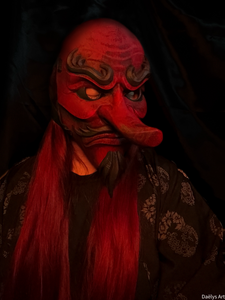 Tengu, masque tengu, masque japonais, masque oni, masque hannya, décoration japonaise, masque traditionnel, cosplay, Daëlys Art