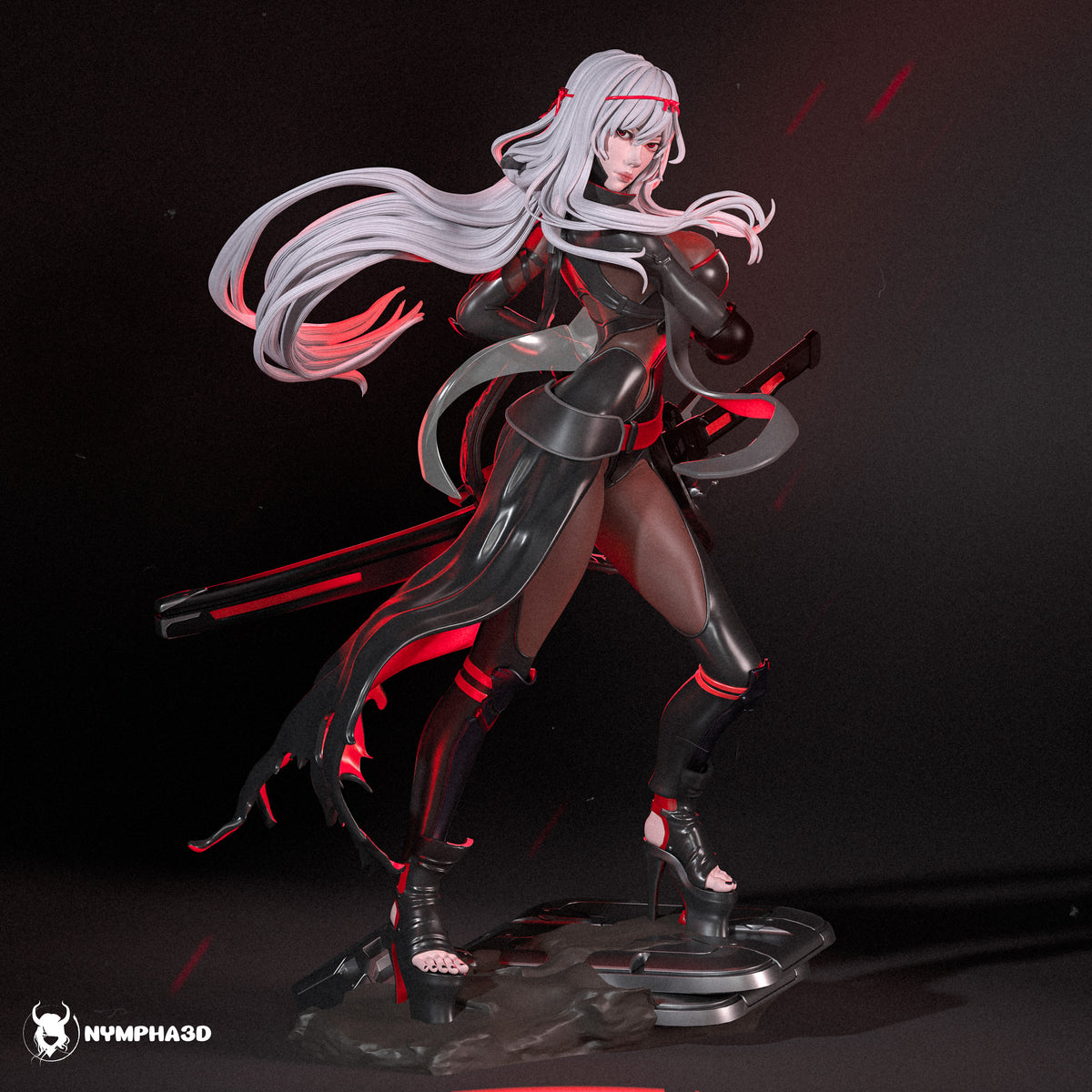 figurine a peindre, figurine femme cybersamurai