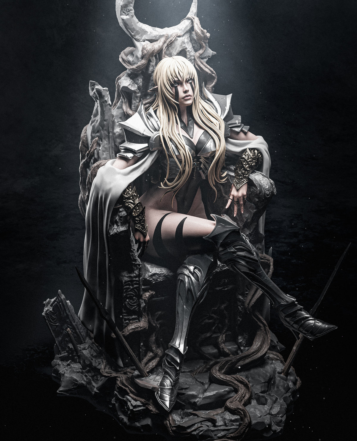 figurine elfe noir, figurine dark fantasy, figurine a peindre