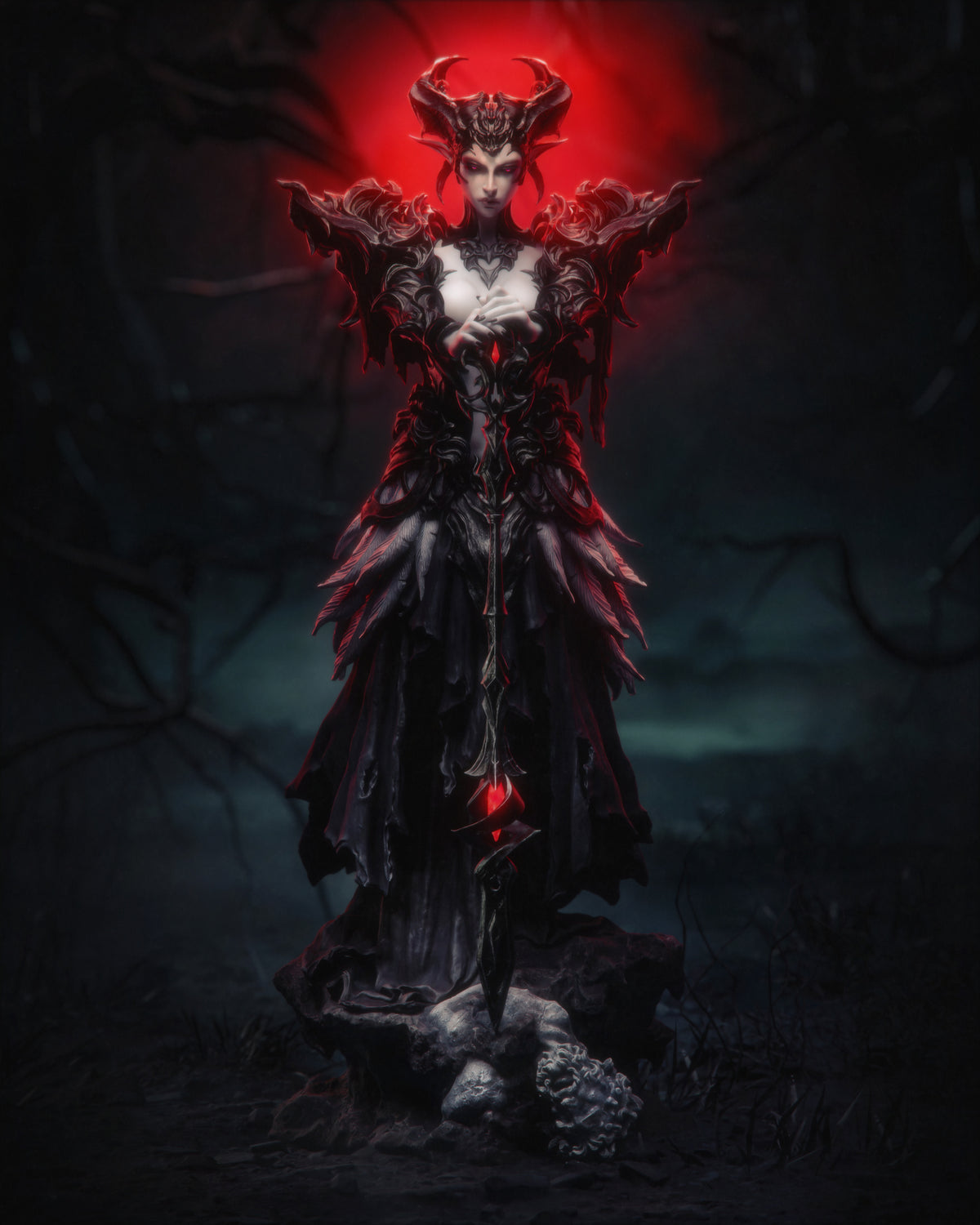 figurine reine sombre, dark fantasy