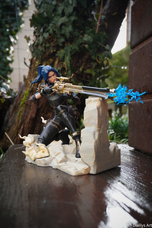 figurine caitlyn, figurine arcane, figurine a peindre, figurine en resine, jinx, vi