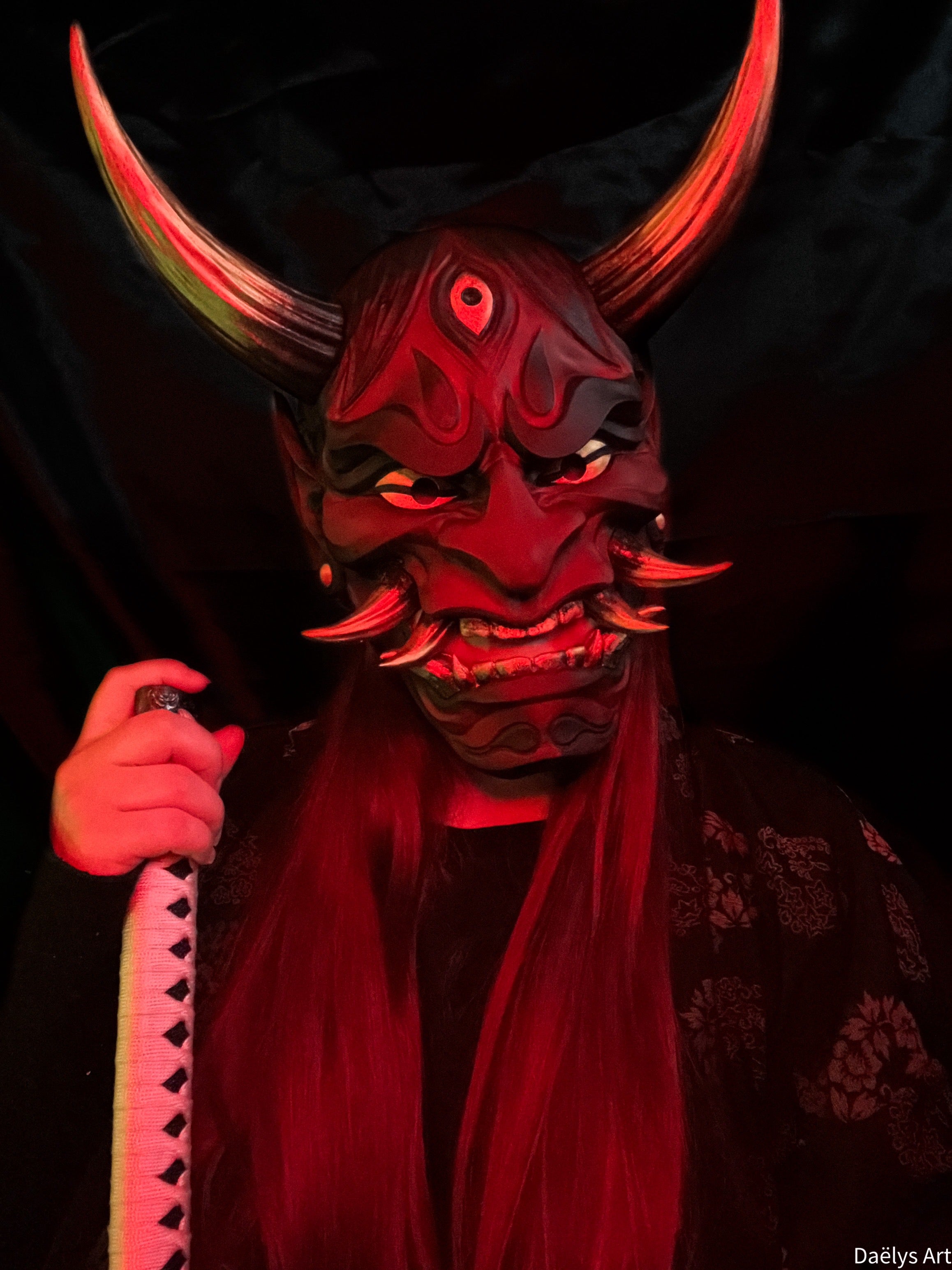 Masque Hannya, masque japonais, masque oni, yokaï, masque décoratif japonais, cosplay, décoration japonaise, Daëlys Art