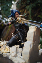 figurine caitlyn, figurine arcane, figurine a peindre, figurine en resine, jinx, vi