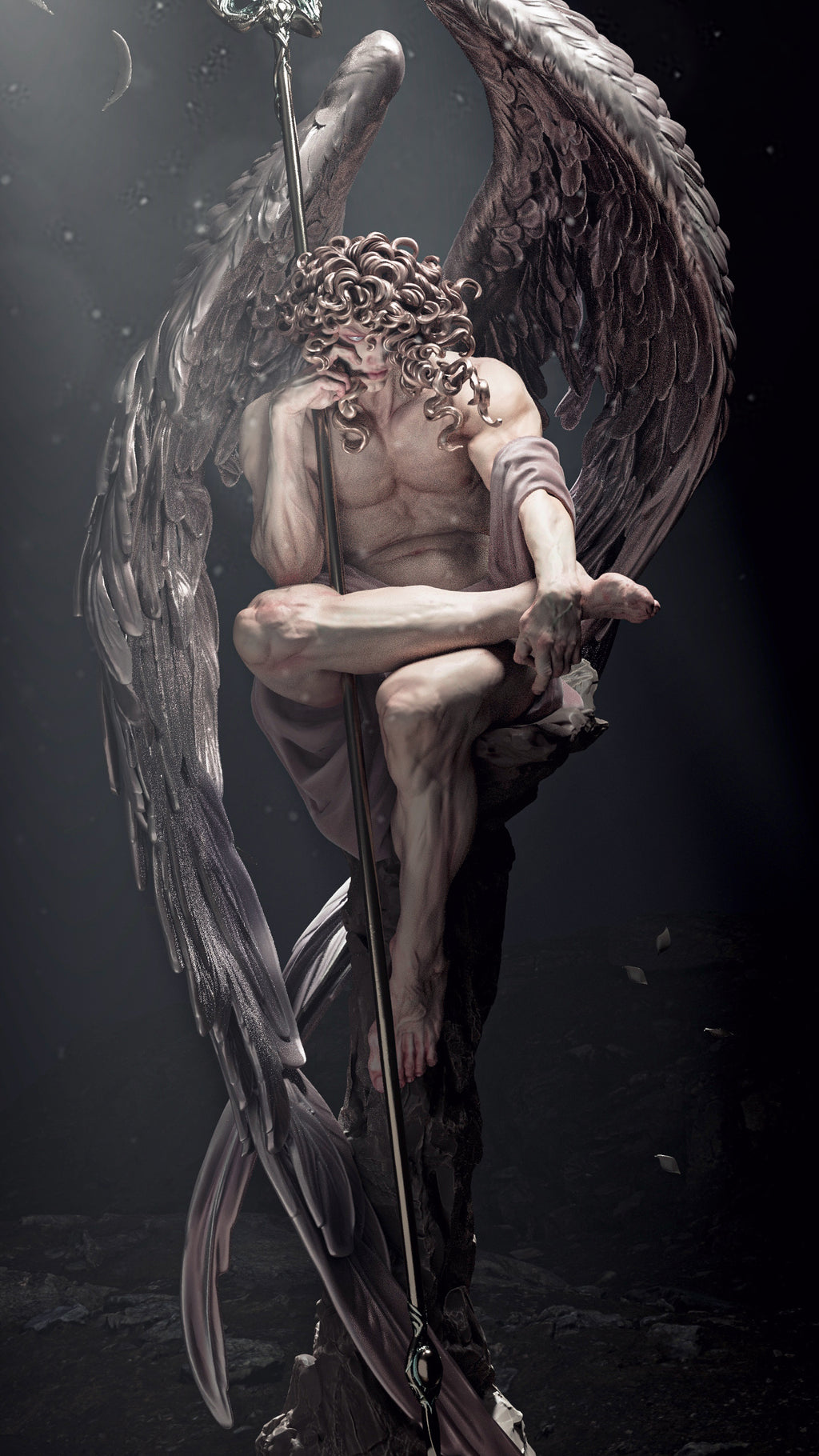 figurine a peindre, figurine ange déchu, figurine lucifer