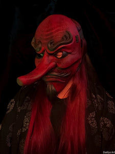 Tengu, masque tengu, masque japonais, masque oni, masque hannya, décoration japonaise, masque traditionnel, cosplay, Daëlys Art