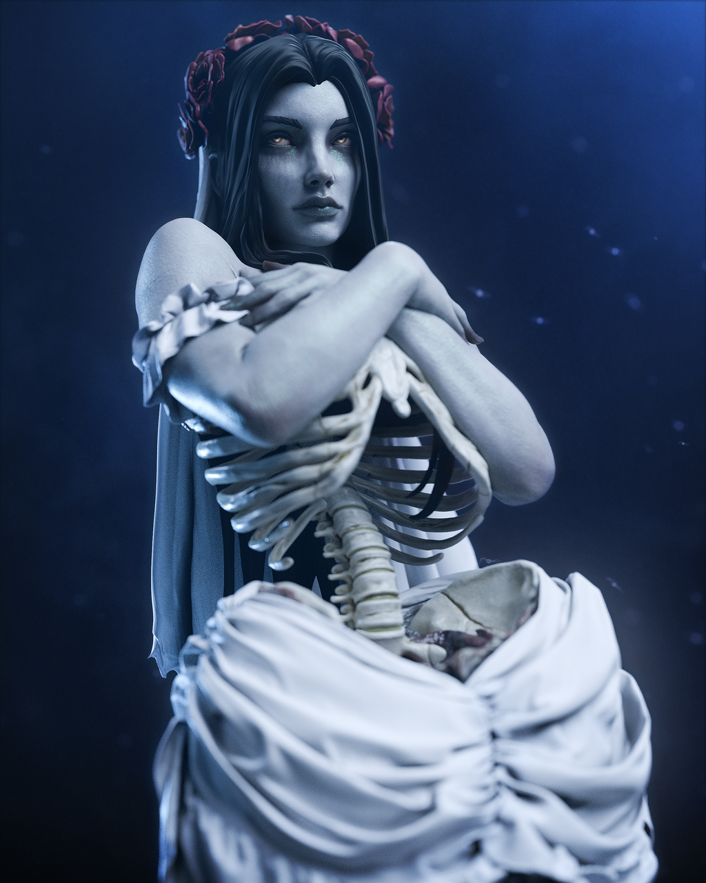 figurine mariée morte-vivante, figurine gothique, tim burton, figurine a peindre, halloween