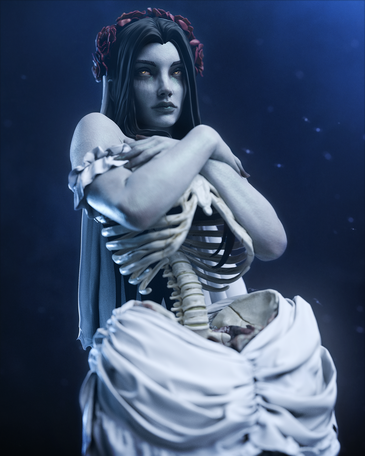 figurine mariée morte-vivante, figurine gothique, tim burton, figurine a peindre, halloween