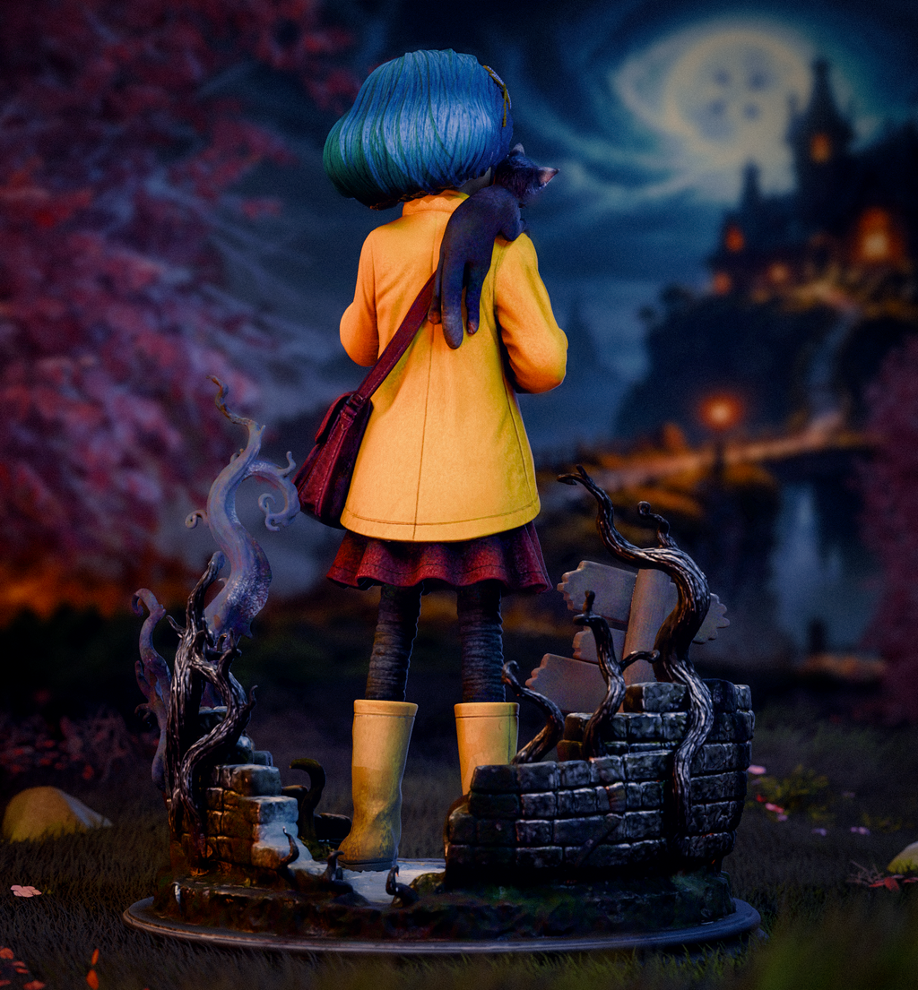 figurine coraline, figurine spooky, film d'animation, figurine a peindre