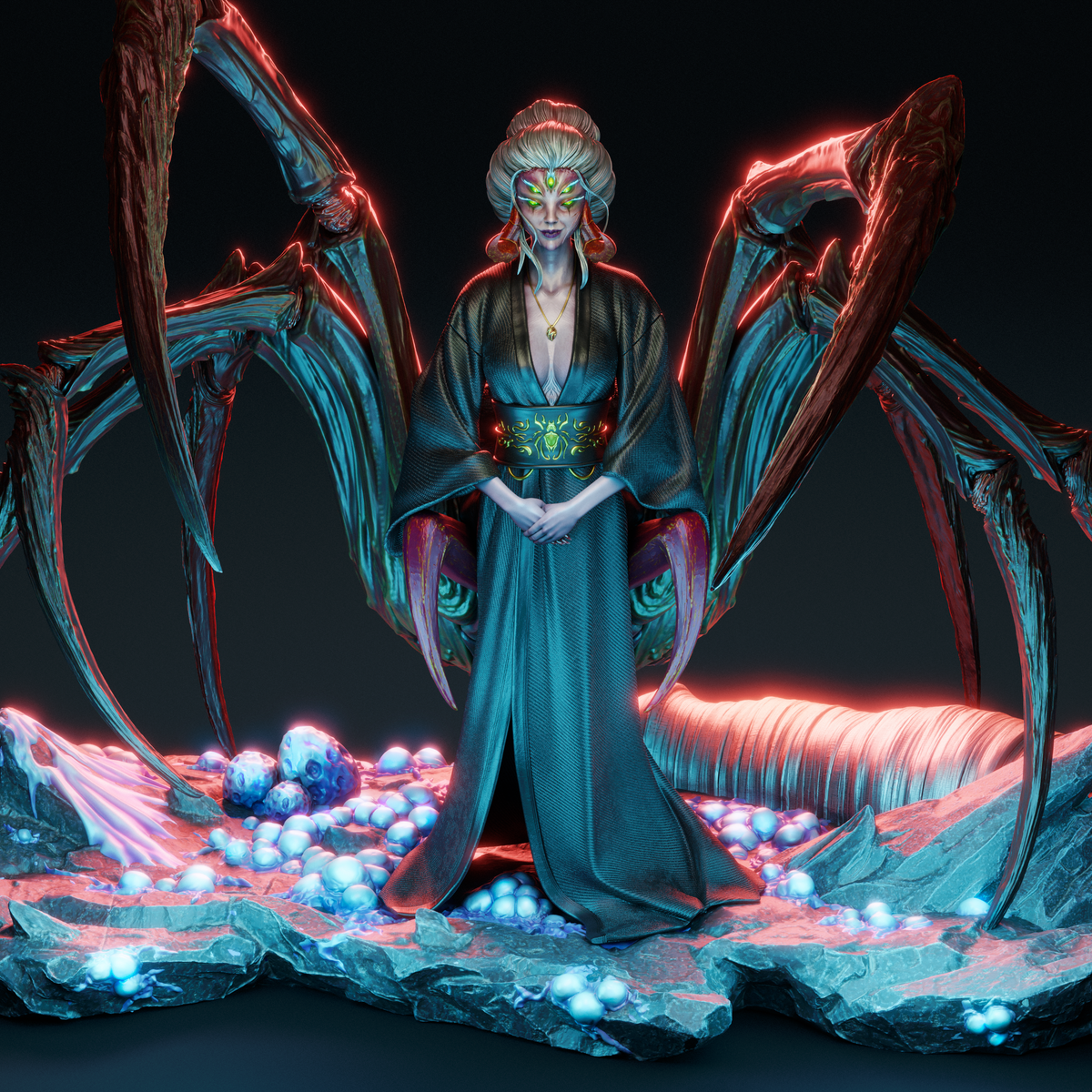 figurine a peindre, figurine spider queen, figurine geisha