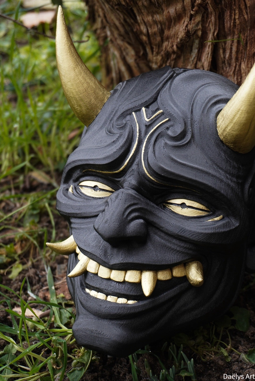 Masque oni, masque démon japonais, décoration japonaise, folklore japonais, japon traditionnel, Yokaï, Hannya, Daëlys Art