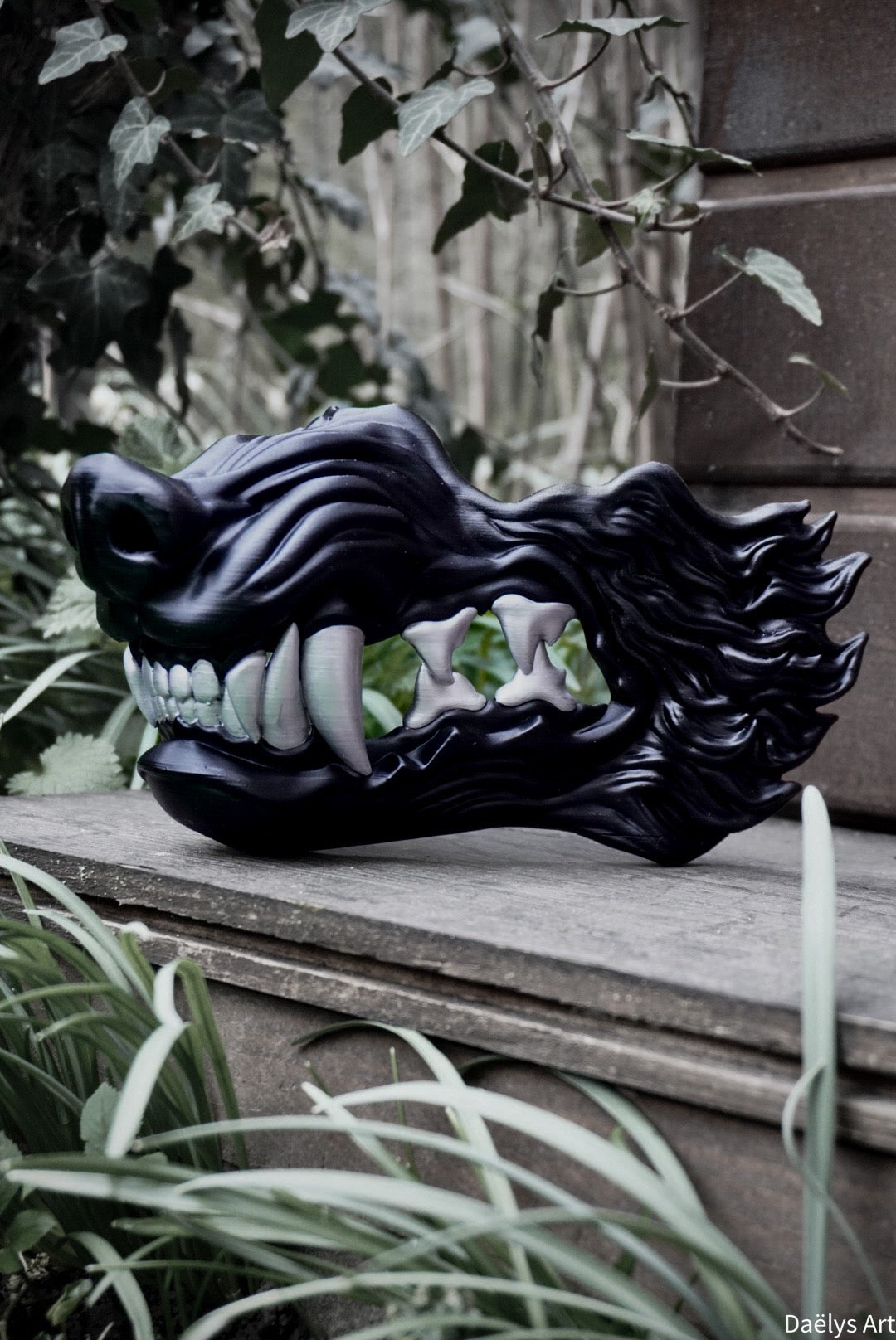 Masque oni, masque démon japonais, décoration japonaise, folklore japonais, japon traditionnel, Yokaï, Hannya, Daëlys Art, mempo, samouraï