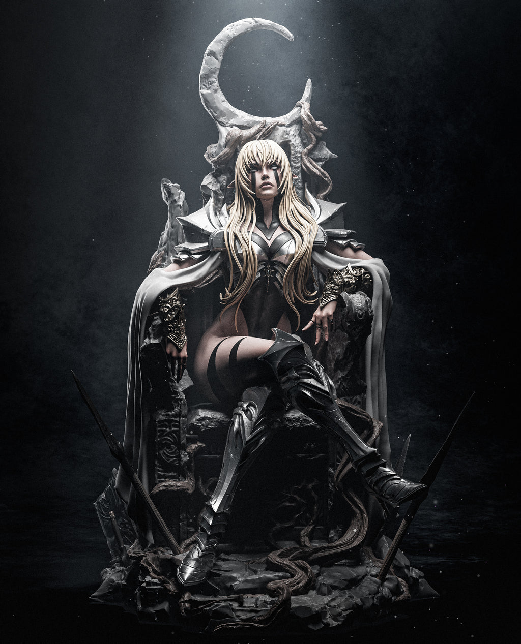 figurine elfe noir, figurine dark fantasy, figurine a peindre