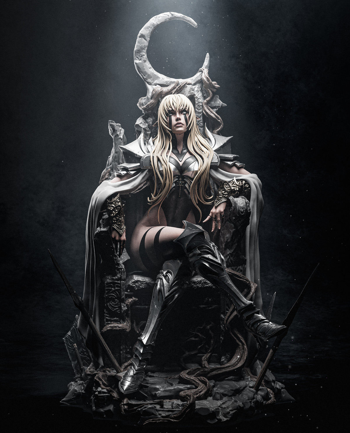 figurine elfe noir, figurine dark fantasy, figurine a peindre