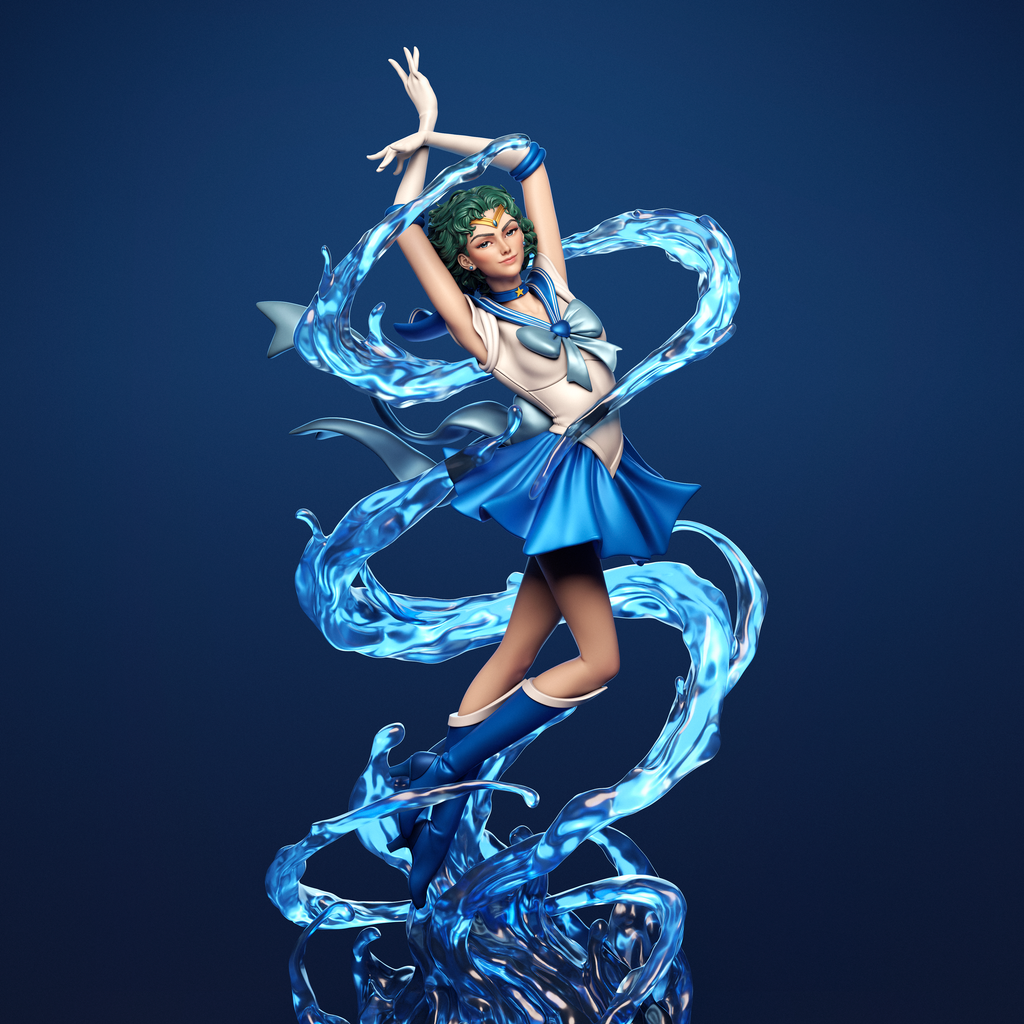figurine sailor mercury, sailor moon, figurine a peindre