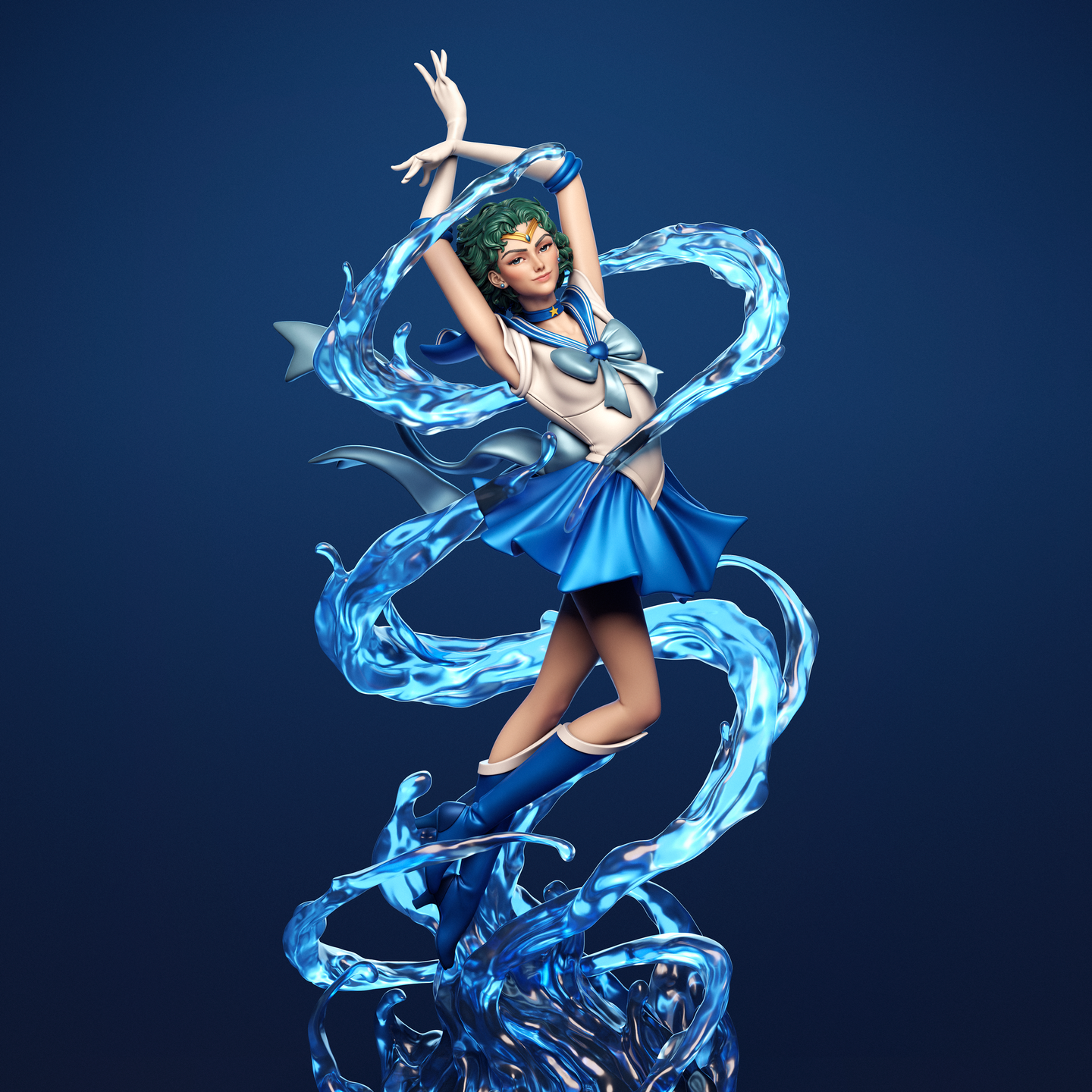 figurine sailor mercury, sailor moon, figurine a peindre