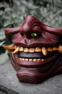 Masque oni, masque démon japonais, décoration japonaise, folklore japonais, japon traditionnel, Yokaï, Hannya, Daëlys Art, mempo, samouraï