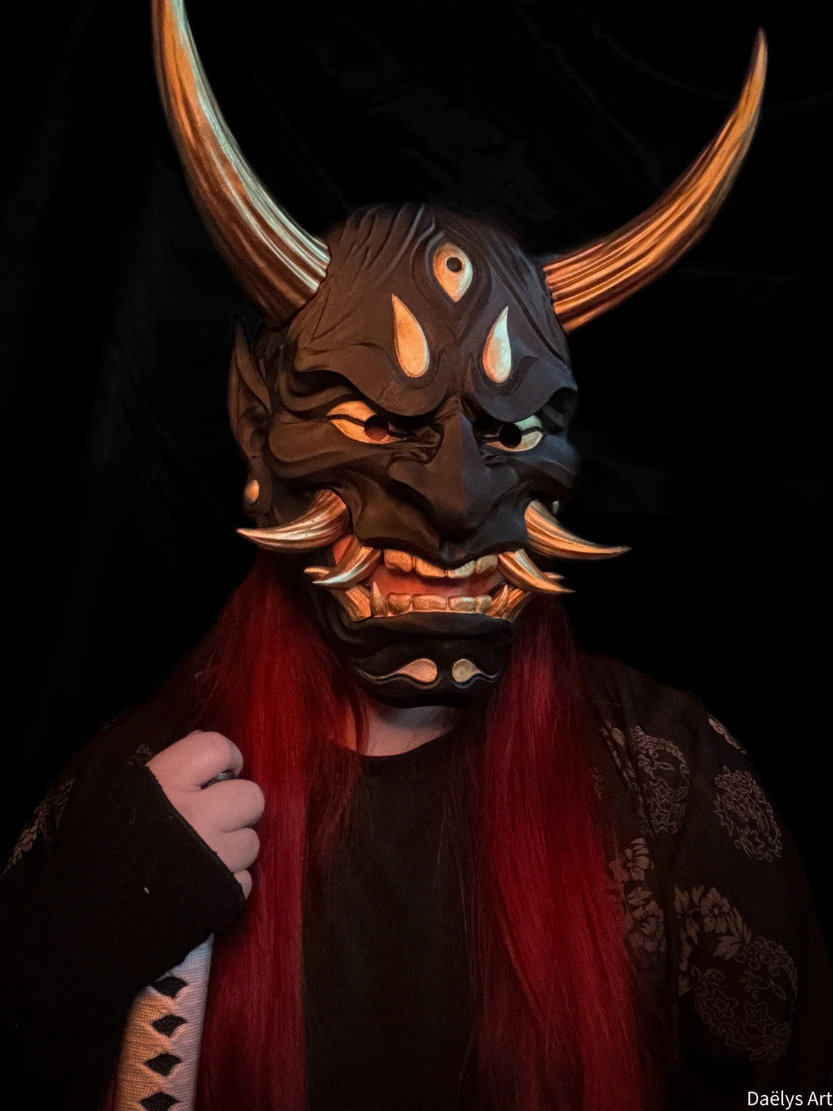 Masque Hannya, masque japonais, masque oni, yokaï, masque décoratif japonais, cosplay, décoration japonaise, Daëlys Art