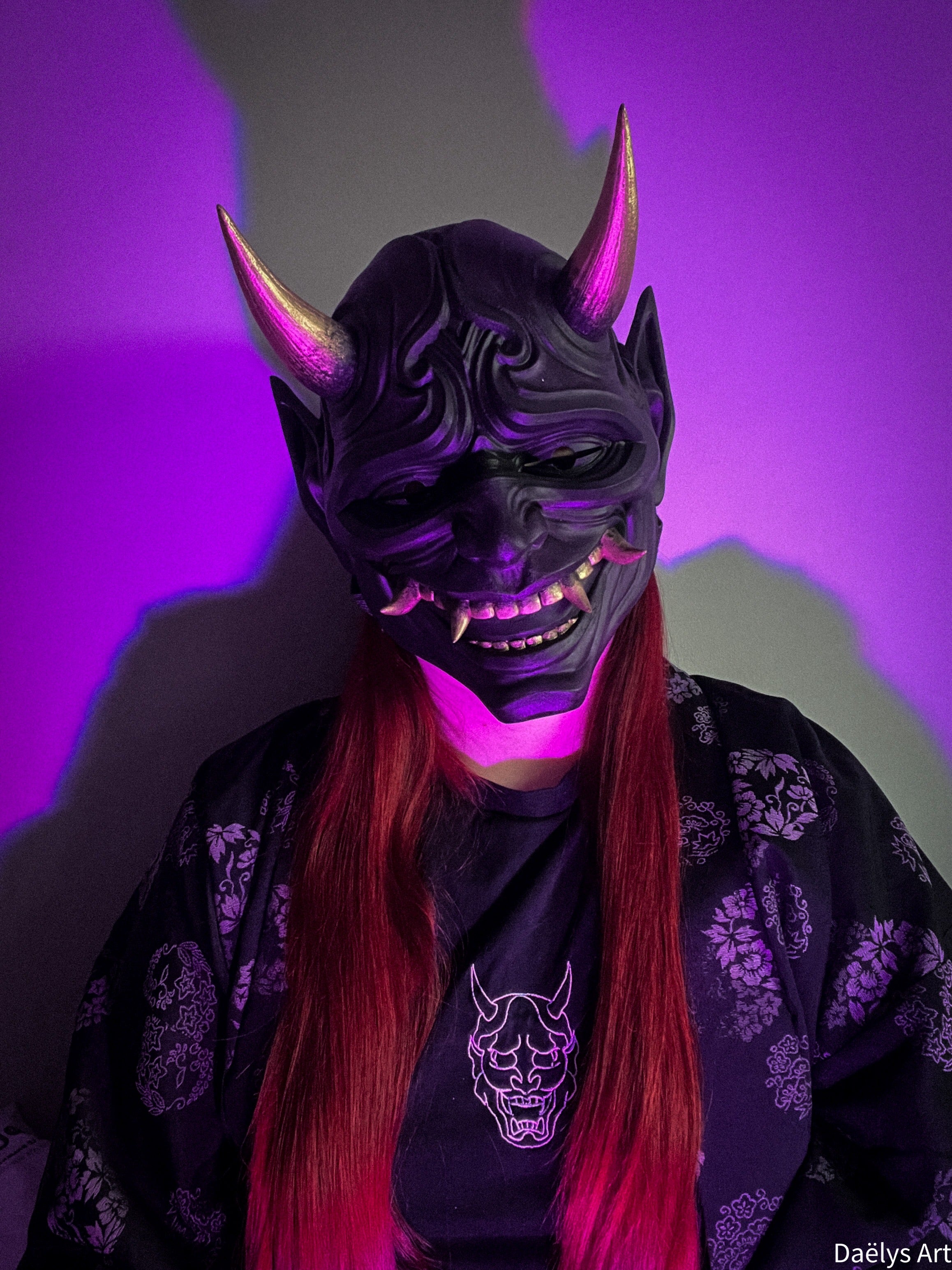 Masque oni, masque démon japonais, décoration japonaise, folklore japonais, japon traditionnel, Yokaï, Hannya, Daëlys Art