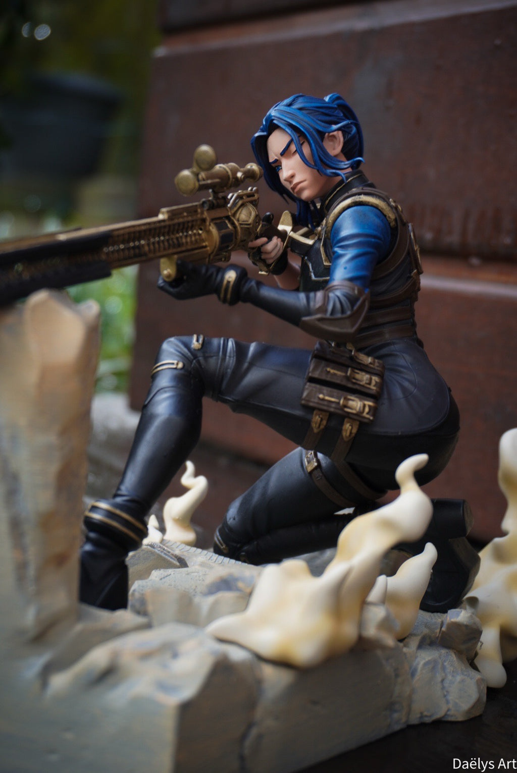 figurine caitlyn, figurine arcane, figurine a peindre, figurine en resine, jinx, vi