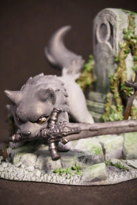 Sif the great grey wolf, figurine sif dark souls, dark souls, figurine a peindre, Daëlys Art