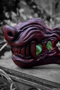 Masque oni, masque démon japonais, décoration japonaise, folklore japonais, japon traditionnel, Yokaï, Hannya, Daëlys Art, mempo, samouraï