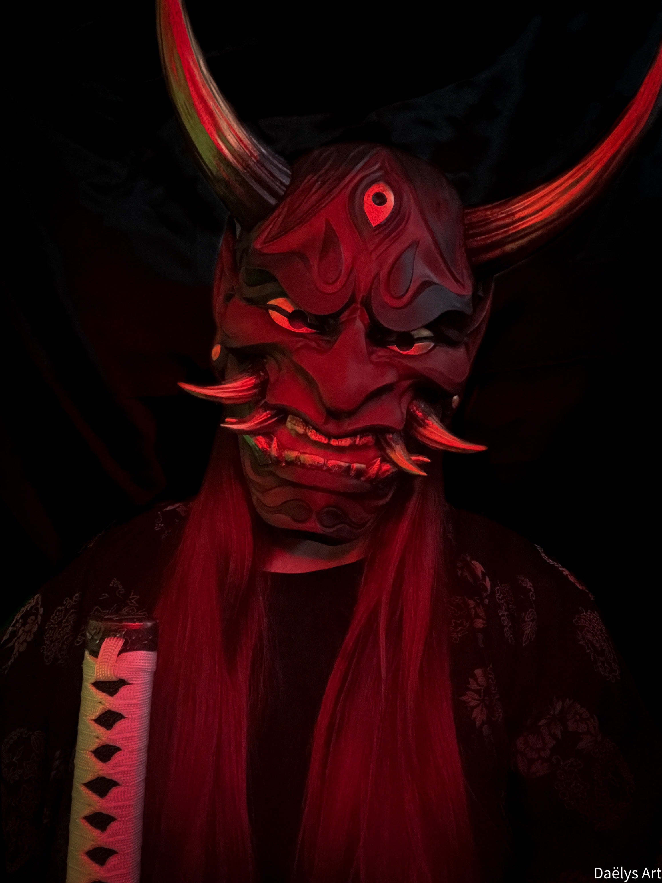 Masque Hannya, masque japonais, masque oni, yokaï, masque décoratif japonais, cosplay, décoration japonaise, Daëlys Art