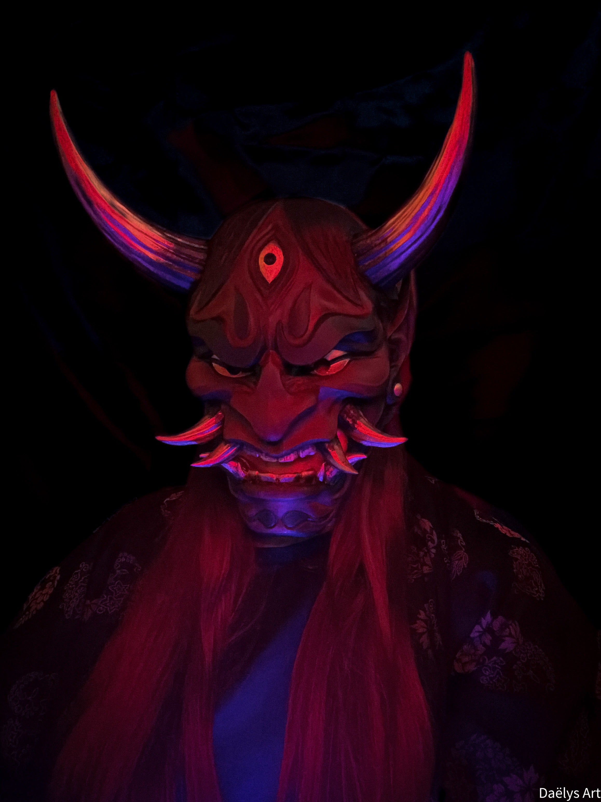 Masque Hannya, masque japonais, masque oni, yokaï, masque décoratif japonais, cosplay, décoration japonaise, Daëlys Art