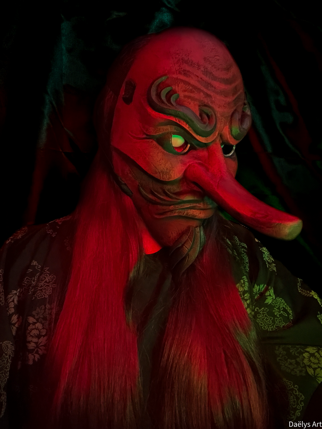 Tengu, masque tengu, masque japonais, masque oni, masque hannya, décoration japonaise, masque traditionnel, cosplay, Daëlys Art