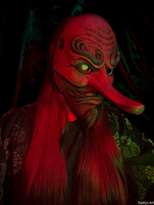Tengu, masque tengu, masque japonais, masque oni, masque hannya, décoration japonaise, masque traditionnel, cosplay, Daëlys Art