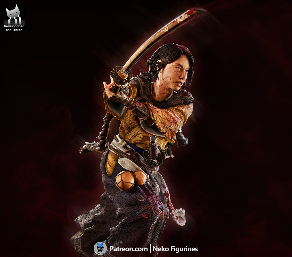 figurine atsu ghost of yotei, figurine samourai, figurine a peindre